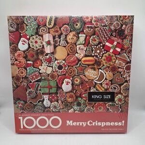 Springbok Jigsaw Puzzle New Red Merry Crispness Christmas Cookie Vintage 1000pc